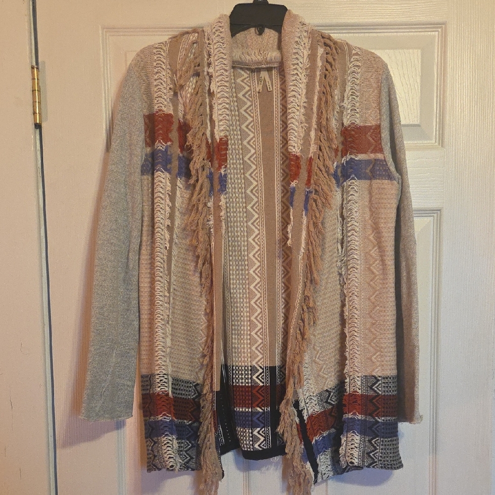 Bohemian BKE Fringe Cardigan Sweater - Multicolor